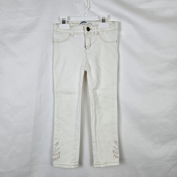 Old Navy Other - Old Navy Girl Ballerina White Embroidered Adjustable Waist Stretch Jeans 4T NWOT